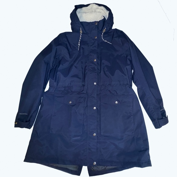 EDDIE BAUER Riley Weathered Insulated Parka Faux Shearling Lined Coat Navy XXL - Picture 5 of 15